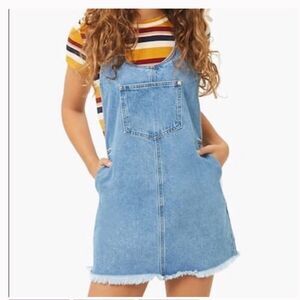 Forever 21 Frayed Denim Overall Dress